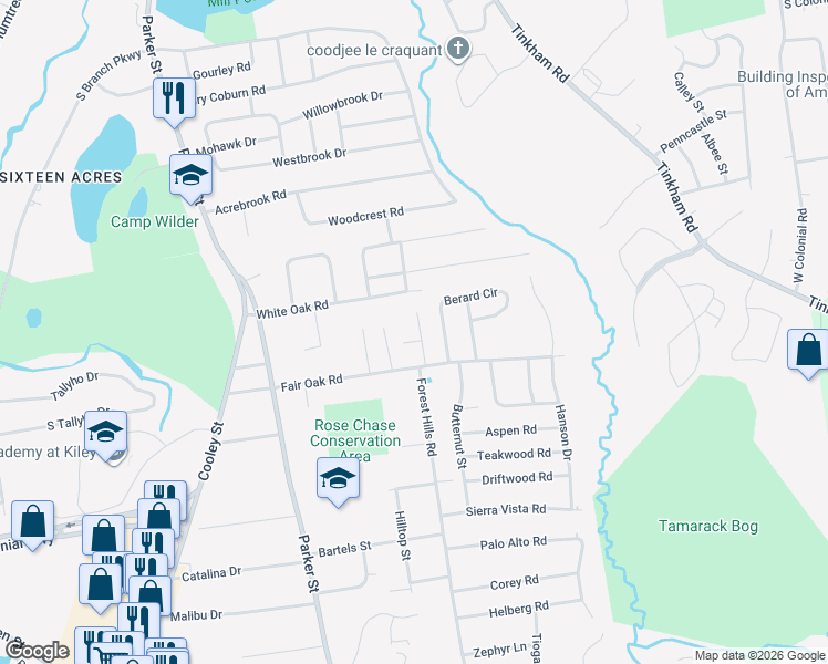 map of restaurants, bars, coffee shops, grocery stores, and more near 35 Emeline Court in Springfield