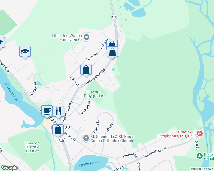 map of restaurants, bars, coffee shops, grocery stores, and more near 90 Arthur Drive in Northbridge