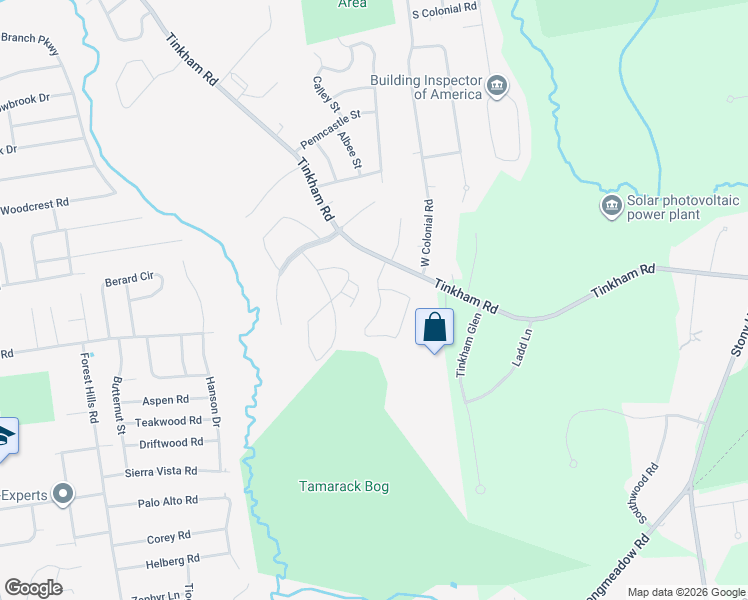 map of restaurants, bars, coffee shops, grocery stores, and more near 50 Tamarack Drive in Springfield