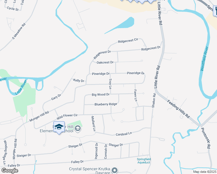 map of restaurants, bars, coffee shops, grocery stores, and more near 110 Troy Lane in Westfield