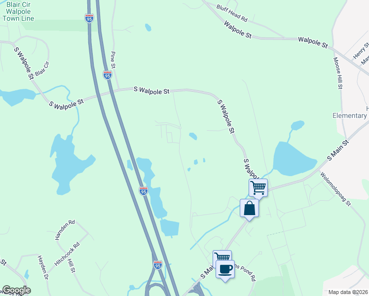map of restaurants, bars, coffee shops, grocery stores, and more near 135 Old Post Road in Sharon