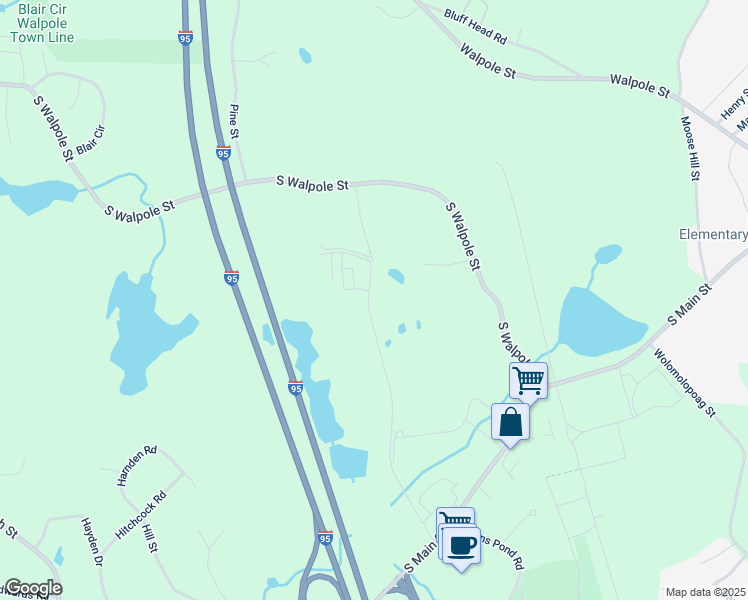map of restaurants, bars, coffee shops, grocery stores, and more near 2 Lynncrest Road in Sharon