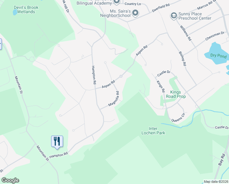 map of restaurants, bars, coffee shops, grocery stores, and more near 49 Aspen Road in Sharon