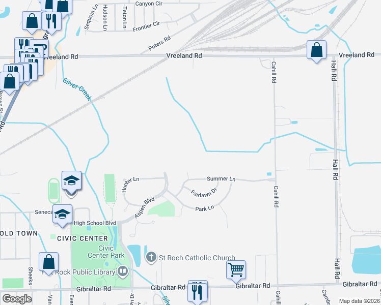 map of restaurants, bars, coffee shops, grocery stores, and more near 28050 Regency Drive in Flat Rock