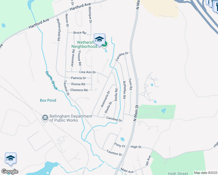 map of restaurants, bars, coffee shops, grocery stores, and more near 8 Annmarie Drive in Bellingham