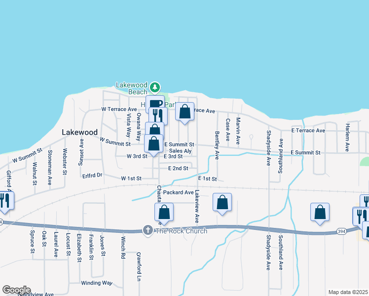 map of restaurants, bars, coffee shops, grocery stores, and more near 15 East Summit Street in Lakewood