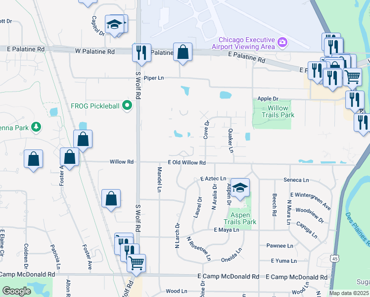 map of restaurants, bars, coffee shops, grocery stores, and more near 1546 Cove Drive in Prospect Heights