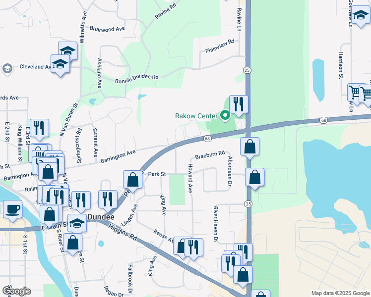 map of restaurants, bars, coffee shops, grocery stores, and more near 612 Barrington Avenue in East Dundee