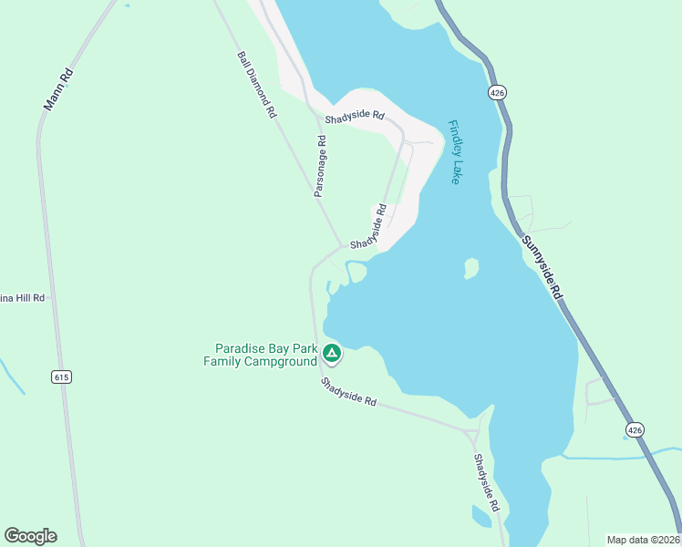 map of restaurants, bars, coffee shops, grocery stores, and more near 2420 Shadyside Road in Findley Lake