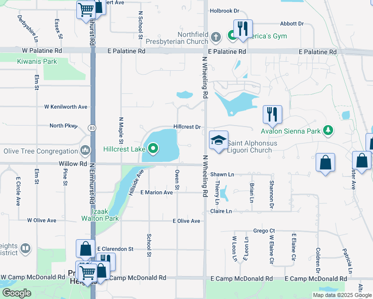 map of restaurants, bars, coffee shops, grocery stores, and more near 400 Owen Court in Prospect Heights