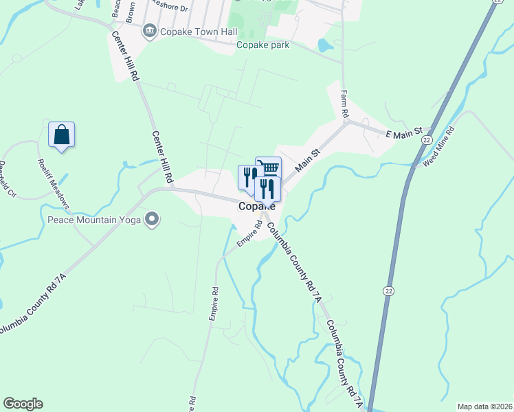 map of restaurants, bars, coffee shops, grocery stores, and more near in Copake