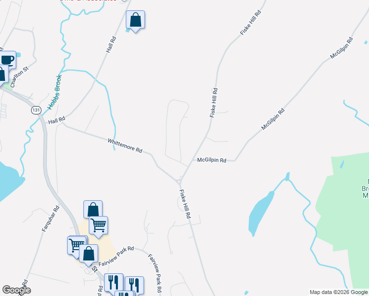 map of restaurants, bars, coffee shops, grocery stores, and more near 97 Fiske Hill Road in Sturbridge