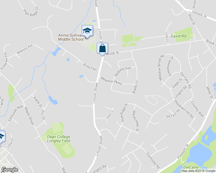 map of restaurants, bars, coffee shops, grocery stores, and more near 54 Shady Lane in Franklin