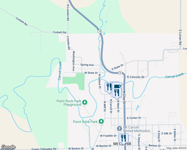 map of restaurants, bars, coffee shops, grocery stores, and more near 300-384 West State Street in Mount Carroll