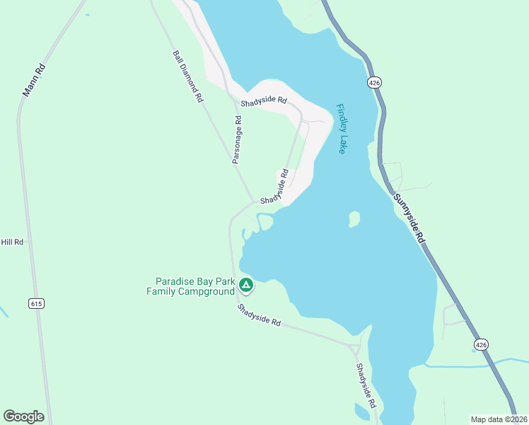 map of restaurants, bars, coffee shops, grocery stores, and more near 2436 Shadyside Road in Findley Lake