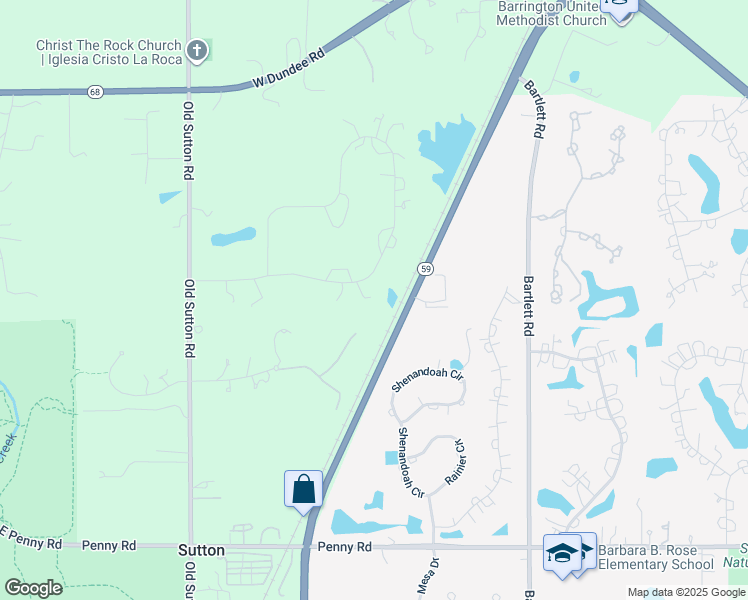 map of restaurants, bars, coffee shops, grocery stores, and more near 7 Creekside Lane in Barrington