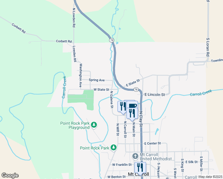 map of restaurants, bars, coffee shops, grocery stores, and more near 300 West State Street in Mount Carroll