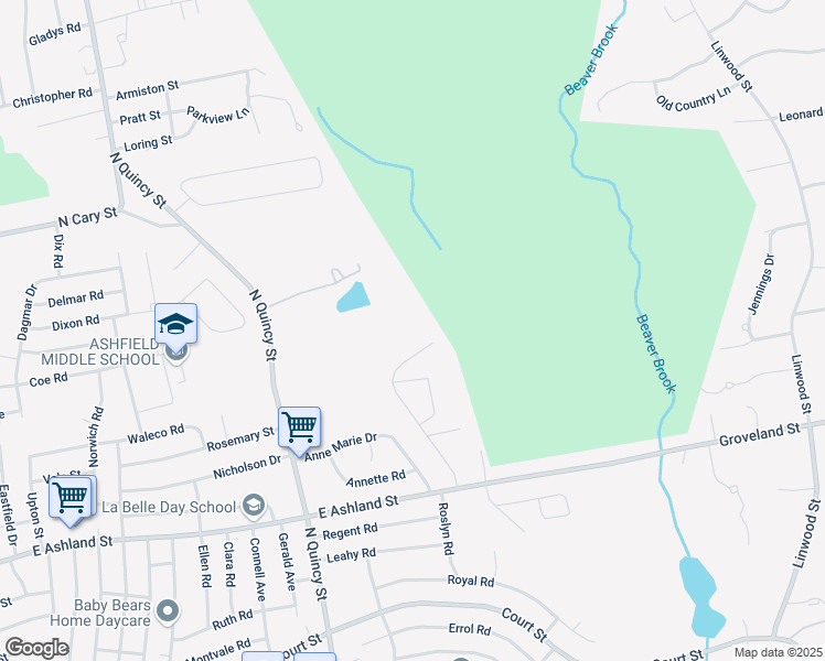 map of restaurants, bars, coffee shops, grocery stores, and more near 770 East Ashland Street in Brockton