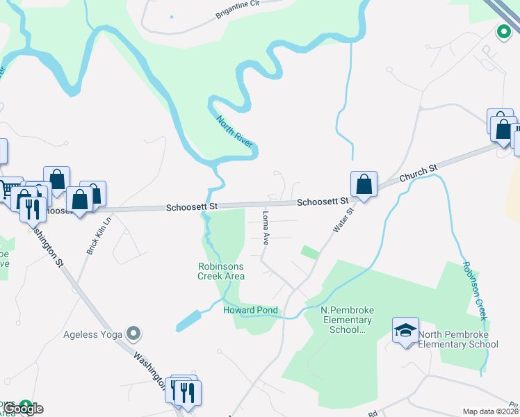 map of restaurants, bars, coffee shops, grocery stores, and more near 50 Lorna Avenue in Pembroke