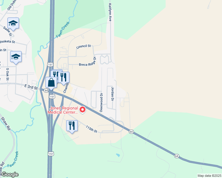 map of restaurants, bars, coffee shops, grocery stores, and more near 522 Jordan Drive in Anamosa