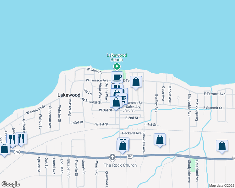 map of restaurants, bars, coffee shops, grocery stores, and more near 29 Chautauqua Avenue in Lakewood
