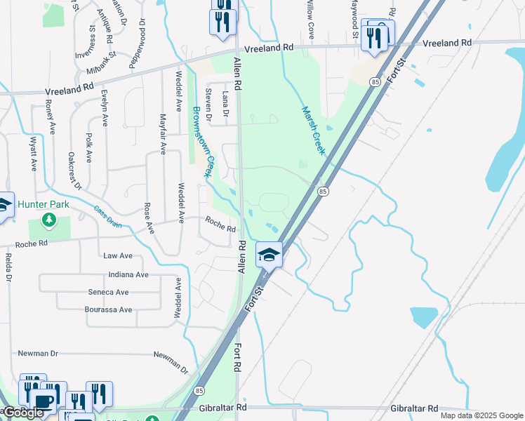 map of restaurants, bars, coffee shops, grocery stores, and more near 27615 Preston Pointe Drive in Brownstown Charter Township