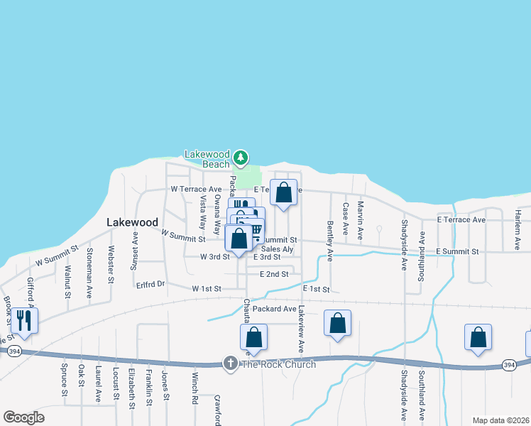map of restaurants, bars, coffee shops, grocery stores, and more near 22 Pennsylvania Avenue in Lakewood