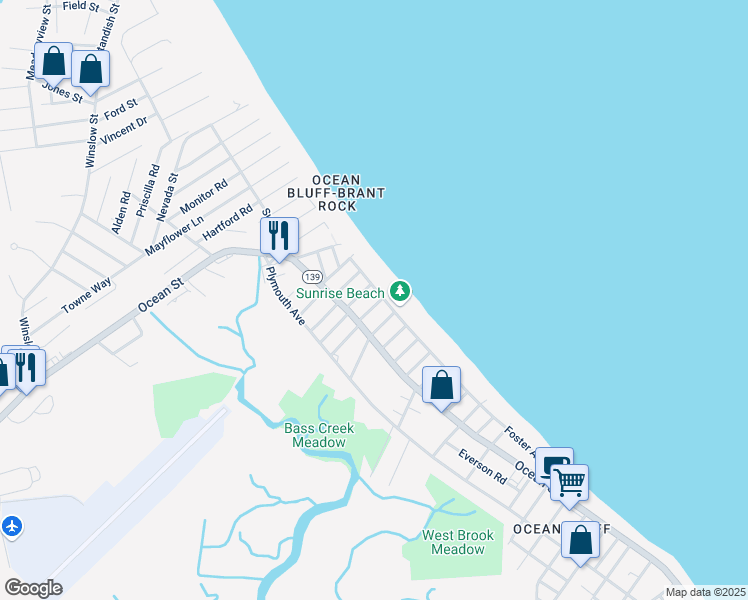 map of restaurants, bars, coffee shops, grocery stores, and more near 9 11th Road in Marshfield