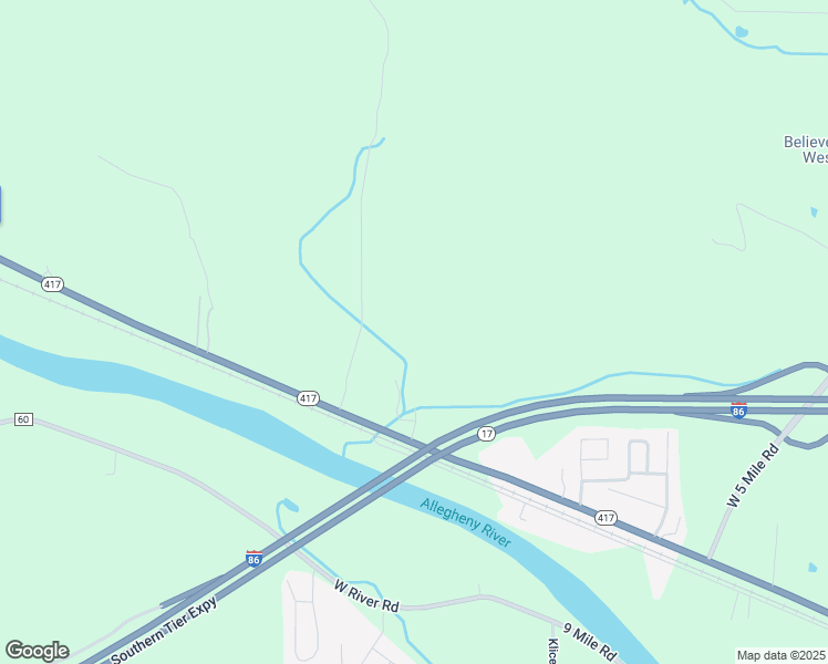 map of restaurants, bars, coffee shops, grocery stores, and more near 4106 New York 417 in Allegany