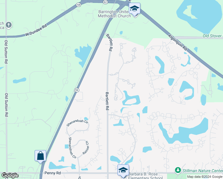 map of restaurants, bars, coffee shops, grocery stores, and more near 6 Brooke Lane in South Barrington