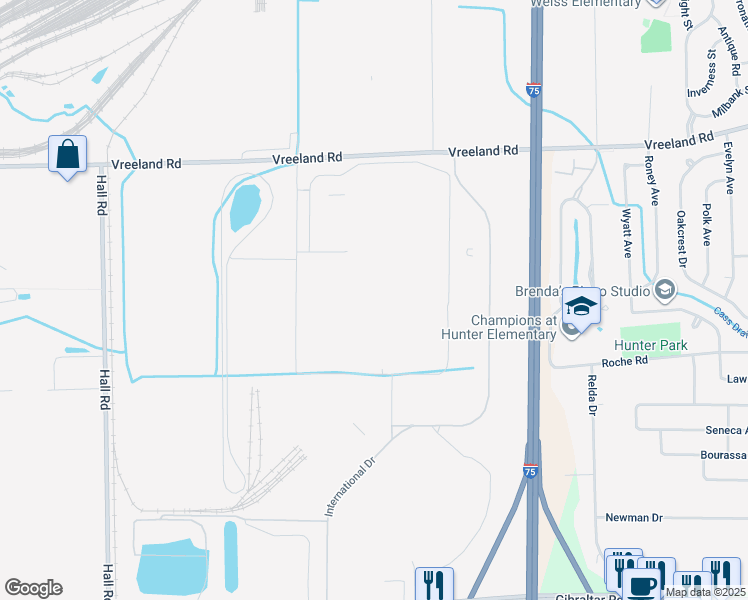 map of restaurants, bars, coffee shops, grocery stores, and more near in Flat Rock