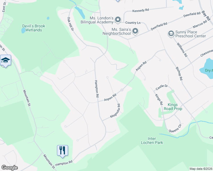 map of restaurants, bars, coffee shops, grocery stores, and more near 37 Magnolia Road in Sharon