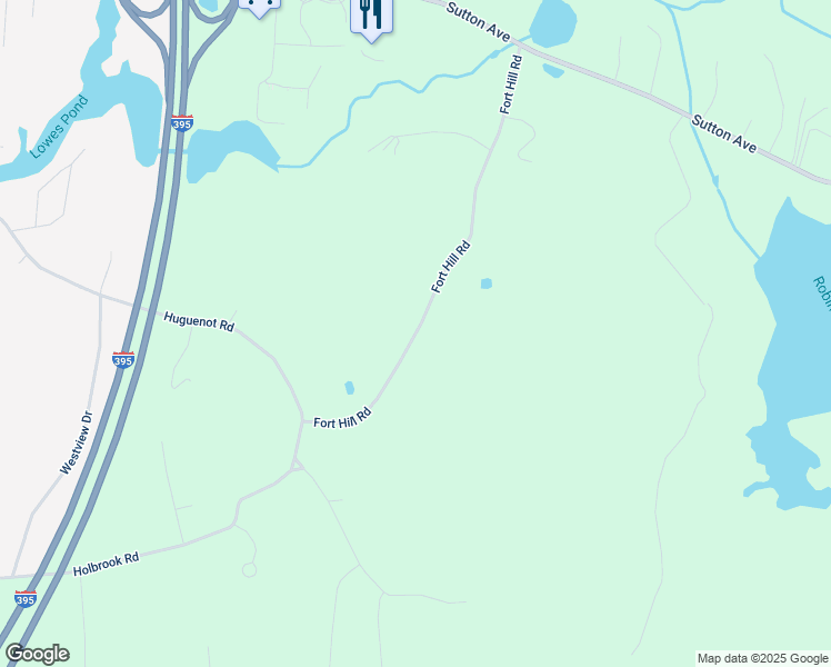 map of restaurants, bars, coffee shops, grocery stores, and more near Fort Hill Road in Oxford