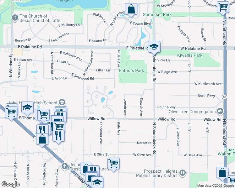 map of restaurants, bars, coffee shops, grocery stores, and more near 506 Tomah Avenue in Prospect Heights