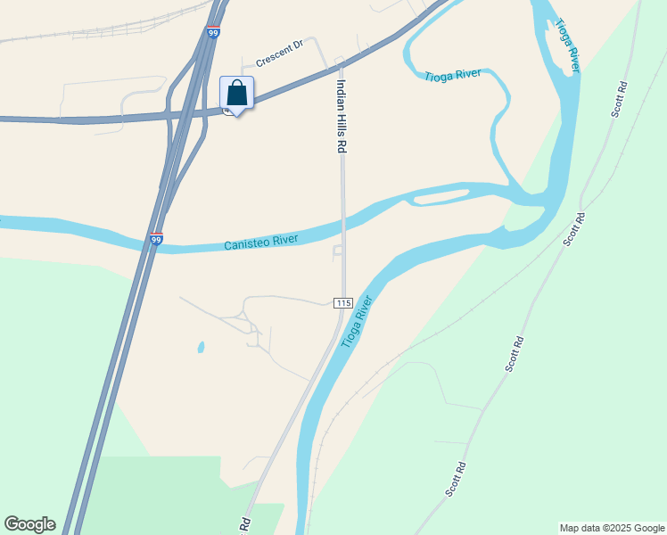 map of restaurants, bars, coffee shops, grocery stores, and more near 2098 Sorbers Street in Painted Post