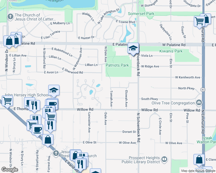 map of restaurants, bars, coffee shops, grocery stores, and more near 506 Tomah Avenue in Prospect Heights