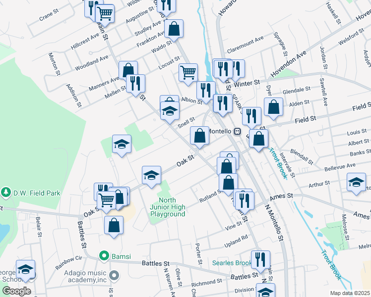 map of restaurants, bars, coffee shops, grocery stores, and more near 850 North Main Street in Brockton