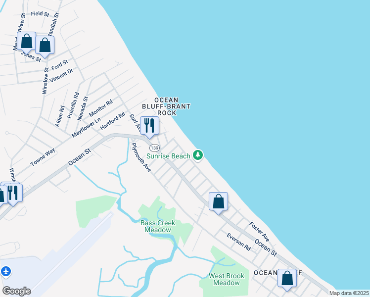map of restaurants, bars, coffee shops, grocery stores, and more near 9 11th Road in Marshfield