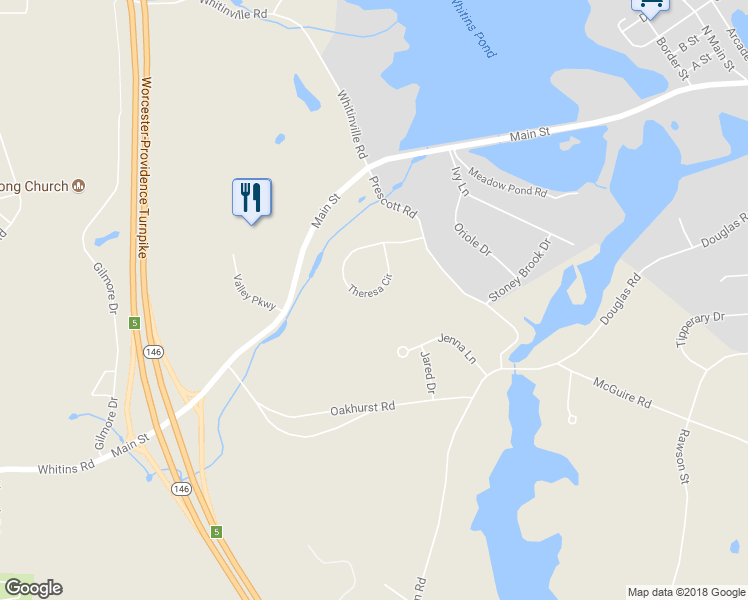 map of restaurants, bars, coffee shops, grocery stores, and more near 113 Theresa Circle in Northbridge