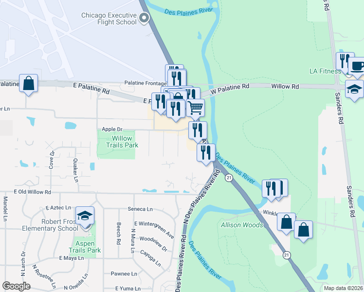 map of restaurants, bars, coffee shops, grocery stores, and more near 931 Jonathan Court in Prospect Heights