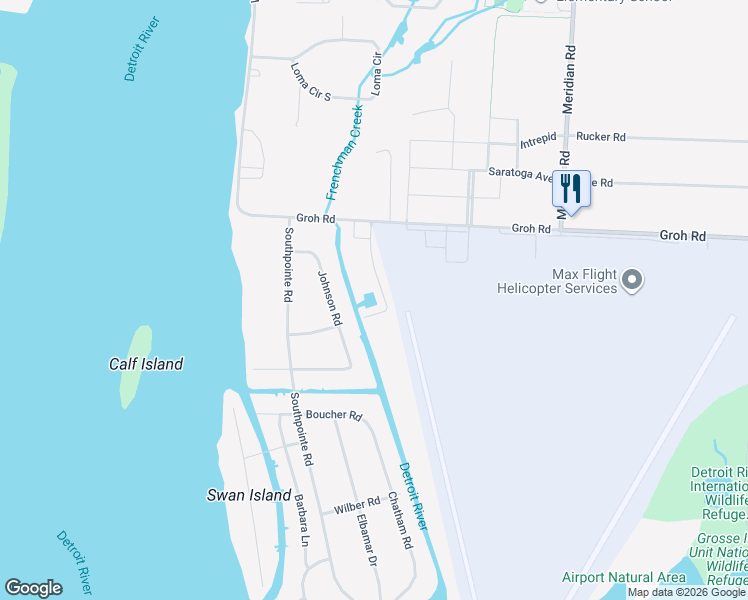 map of restaurants, bars, coffee shops, grocery stores, and more near 27870 Reo Road in Grosse Ile Township