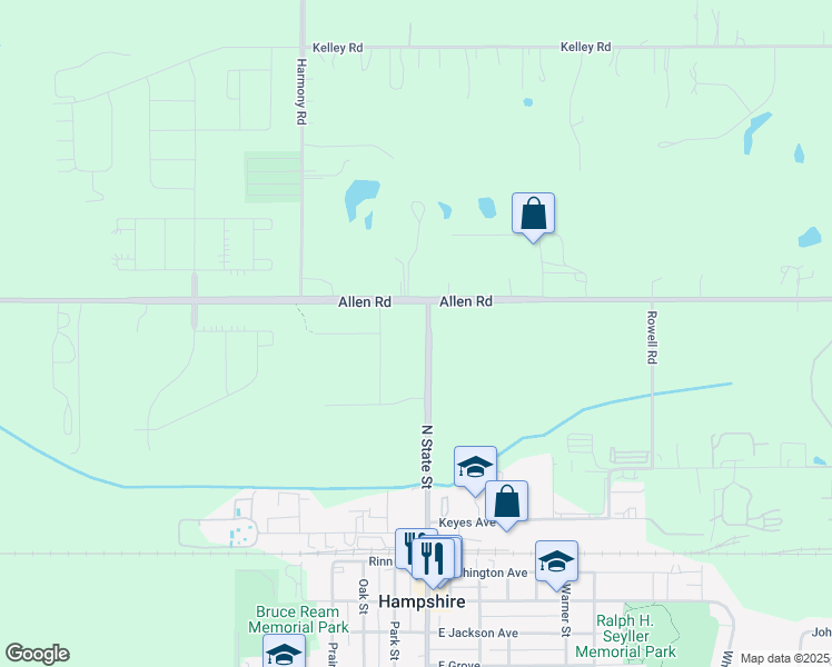 map of restaurants, bars, coffee shops, grocery stores, and more near 574 North State Street in Hampshire