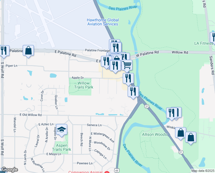 map of restaurants, bars, coffee shops, grocery stores, and more near 867 Tree Lane in Prospect Heights