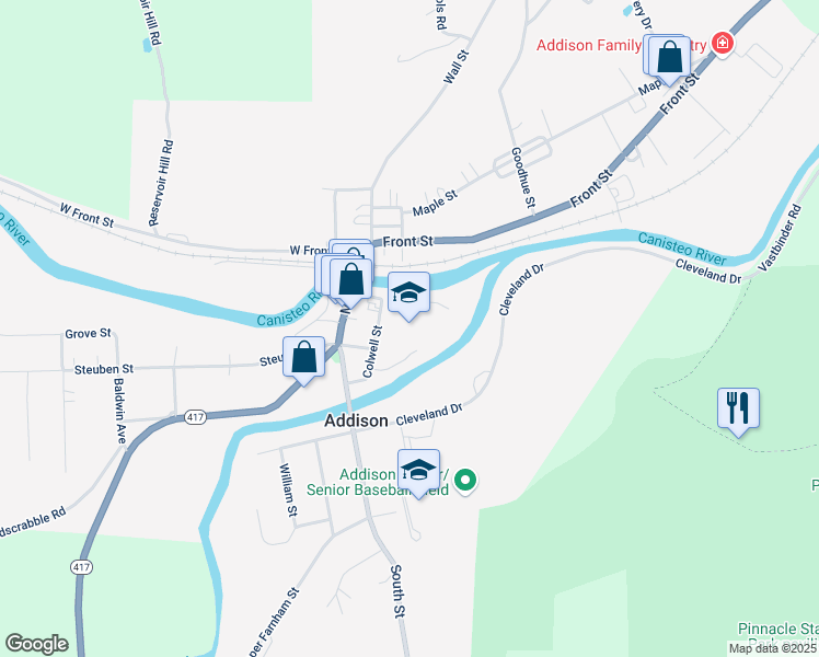 map of restaurants, bars, coffee shops, grocery stores, and more near 1 Colwell Street in Addison