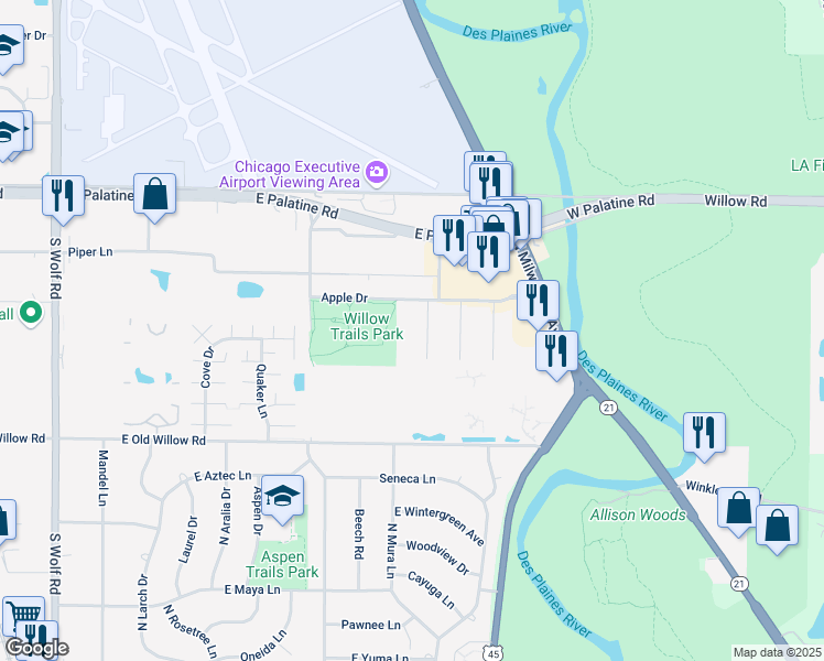 map of restaurants, bars, coffee shops, grocery stores, and more near 848 Mcintosh Court in Prospect Heights