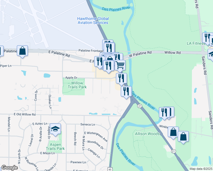map of restaurants, bars, coffee shops, grocery stores, and more near 931 Jonathan Court in Prospect Heights