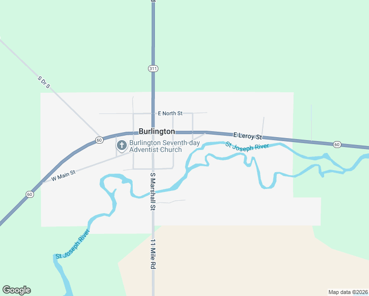 map of restaurants, bars, coffee shops, grocery stores, and more near 128 East Main Street in Burlington