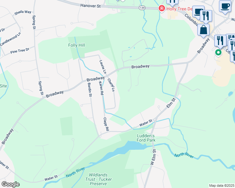 map of restaurants, bars, coffee shops, grocery stores, and more near 81 Cheryl Lane in Hanover