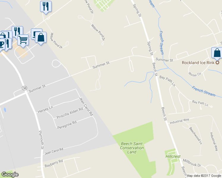 map of restaurants, bars, coffee shops, grocery stores, and more near 16 Robin Lane in Rockland