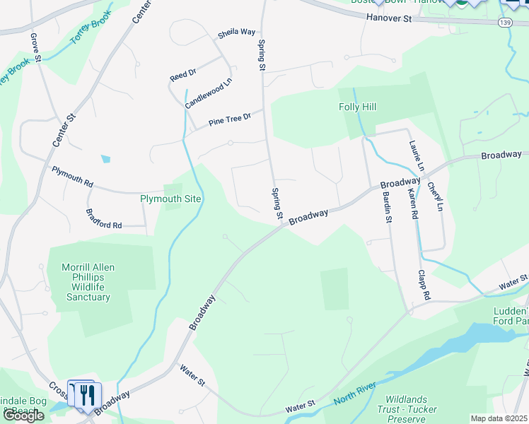 map of restaurants, bars, coffee shops, grocery stores, and more near 279 Spring Street in Hanover